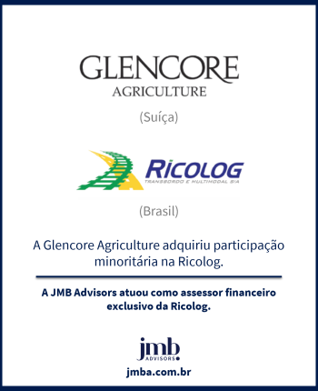 A Glencore Agriculture adquiriu participação minoritária na Ricolog Transbordo e Multimodal S/A.